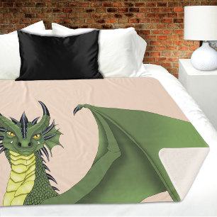Green Niedlich Dragon Portrait Peach Sherpadecke