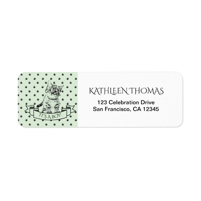 Green Niedlich Kitten Babydusche Rücksendeadresse  (Vorne)
