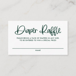 Green Niedlich Modern Calligraphy Diaper Raffle Ga Begleitkarte