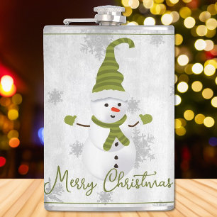 Green Niedlich Snowman Holiday Flask Flachmann