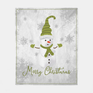Green Niedlich Snowman Holiday Fleece Blanket