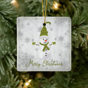 Green Niedlich Snowman Holiday Ornament