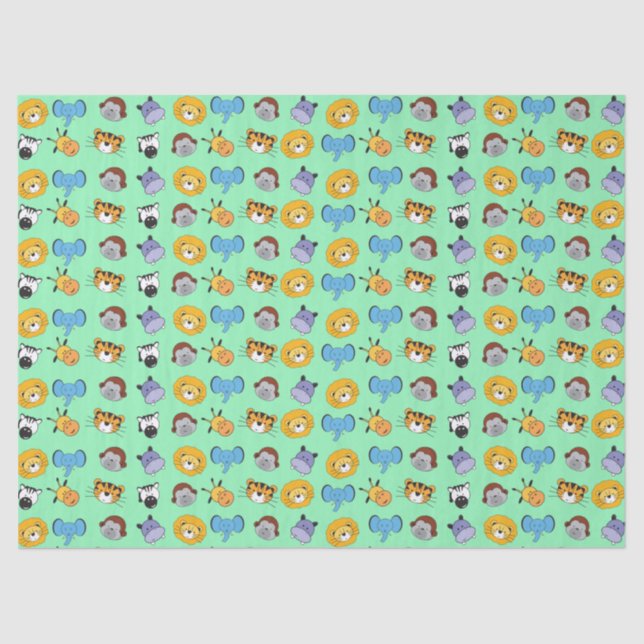 Green Niedlich Wild One Animal Illustrations Safar Seidenpapier (Vorderseite)