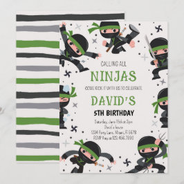 Green Ninja Warrior Martial Arts Geburtstag Einladung