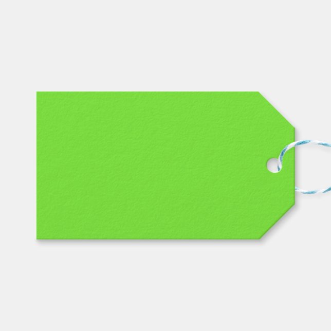 Green No.3. Helle oder neongrüne Geschenketiketten Geschenkanhänger (Vorderseite (Horizontal))