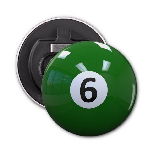 Green No. 6 Billiard Pool Ball Flaschenöffner (Vorderseite)
