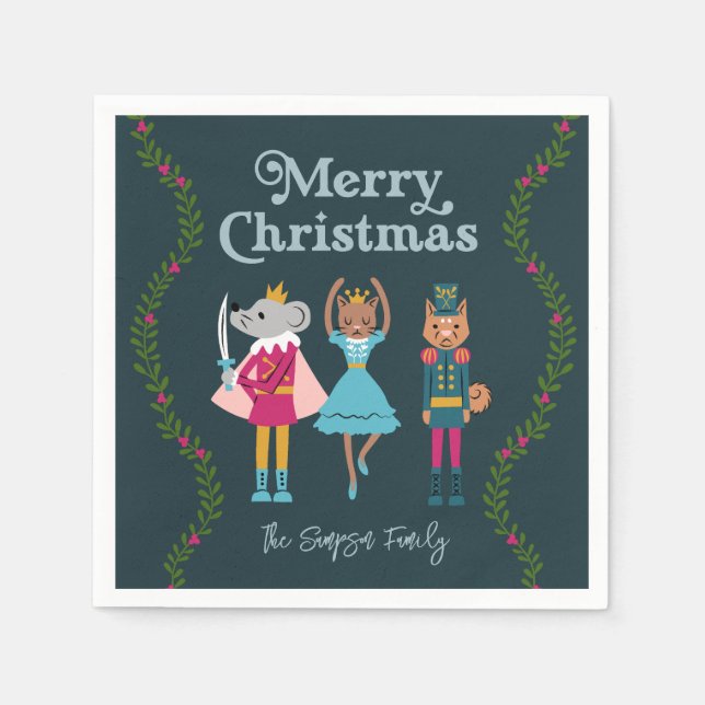 Green Nutcracker Ballet Weihnachten Serviette (Vorderseite)