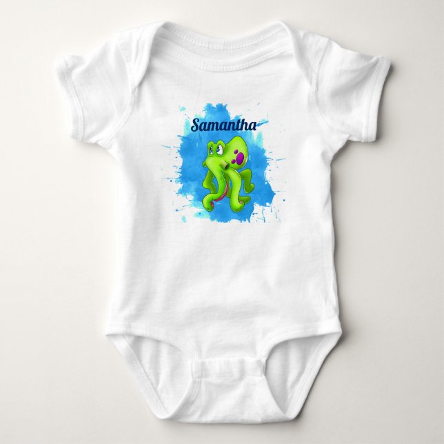 Green Octopus Baby Bodysuit Strampler (Vorderseite)