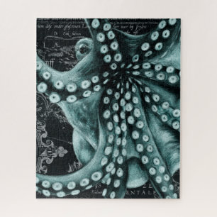 Green Octopus Colored Pencil Map Puzzle