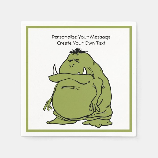 Green Ogre Troll Animated Cartoon Personalize Serviette (Vorderseite)