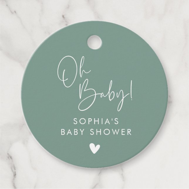 Green Oh Baby Modern Boho Babydusche Geschenkanhänger (Vorderseite)
