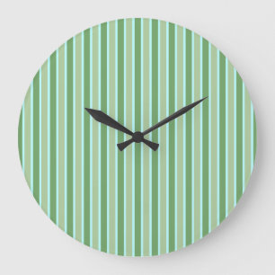 Green Olive Blue Stripe Wall Clock Große Wanduhr