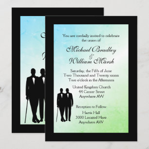 Green Ombre Gay Wedding Einladung
