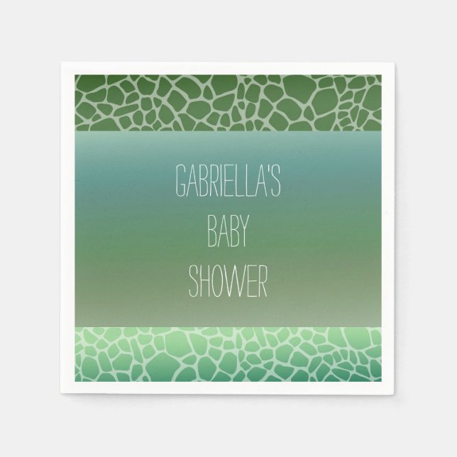 Green Ombre Giraffe Print Baby Dusche Serviette (Vorderseite)