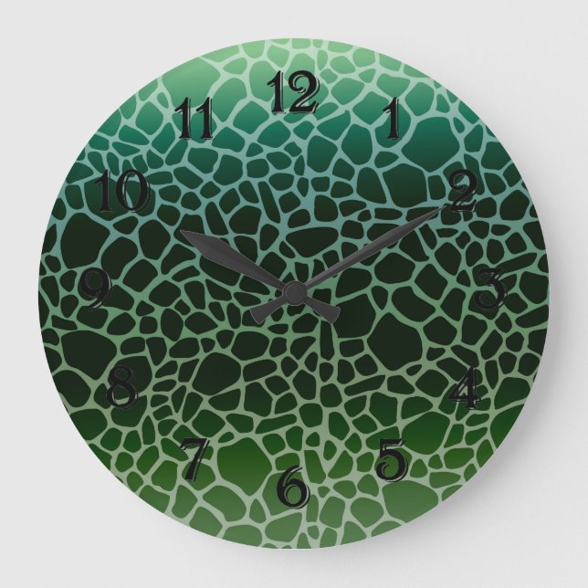Green Ombre Giraffe Print Große Wanduhr (Vorderseite)