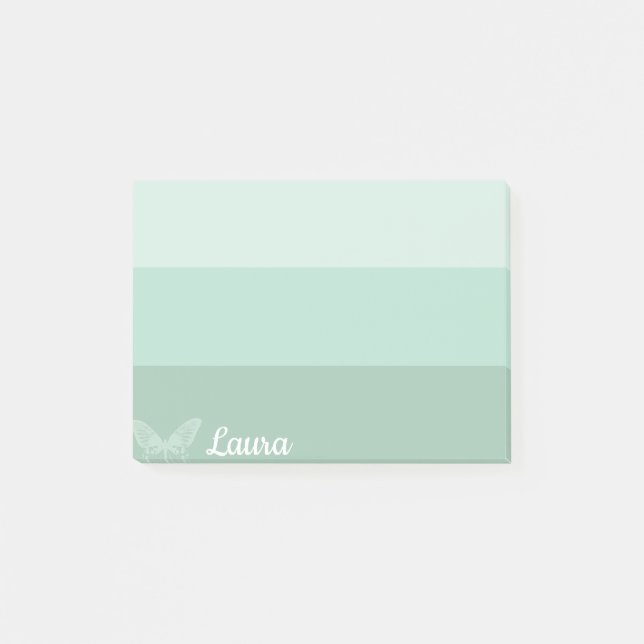 Green Ombre Strip Butterfly Personalisiert Post-it Klebezettel (Vorderseite)
