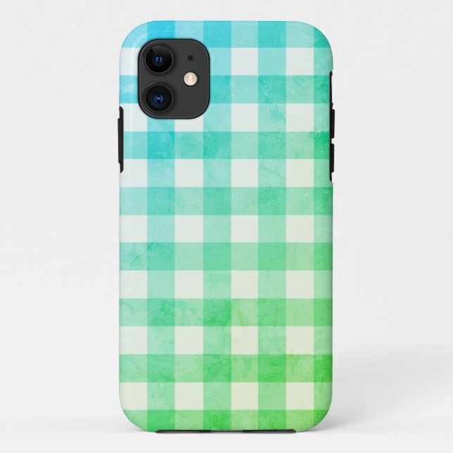 Green Ombré & White Kariert Gingham Hübsch Case-Mate iPhone Hülle (Rückseite)