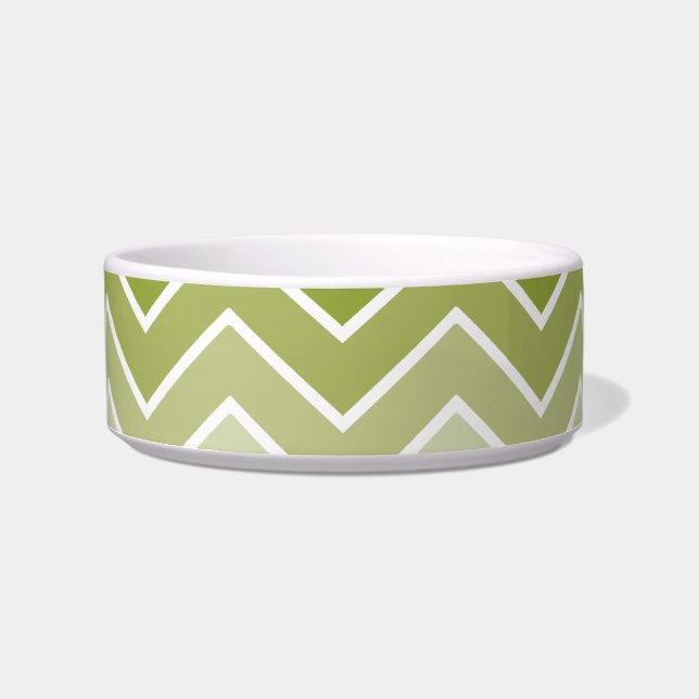 Green Ombre Zig Zag Zickzack Muster Pet Bowls Napf (Vorderseite)