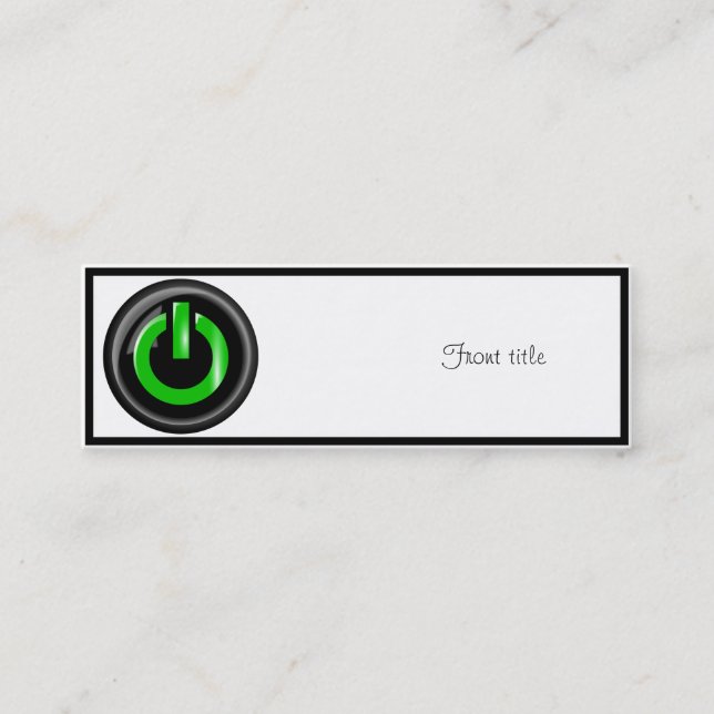 " Green on " Black Power Button Mini Visitenkarte (Vorderseite)