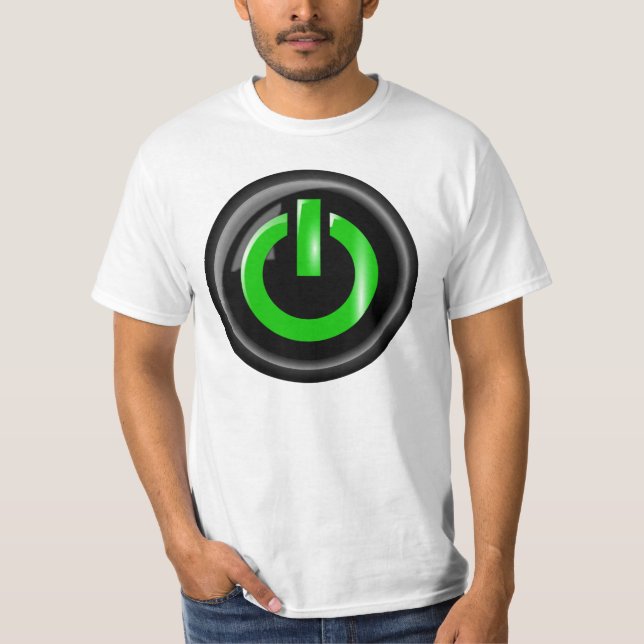 " Green on " Black Power Button T-Shirt (Vorderseite)
