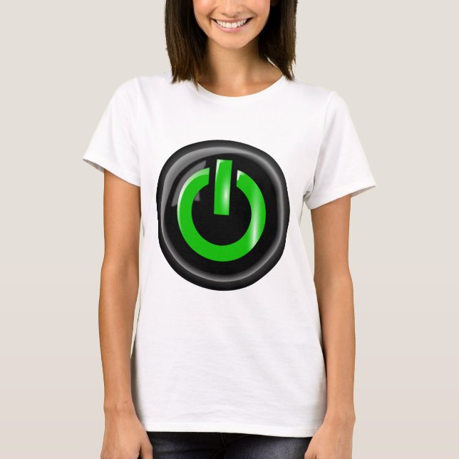 " Green on " Black Power Button T-Shirt (Vorderseite)