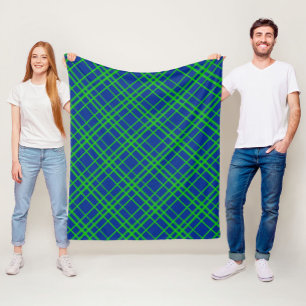 Green on Blue Tartan Kariertes Muster Fleecedecke