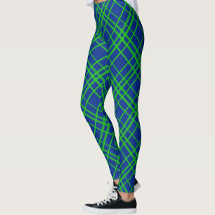Green on Blue Tartan Kariertes Muster Leggings