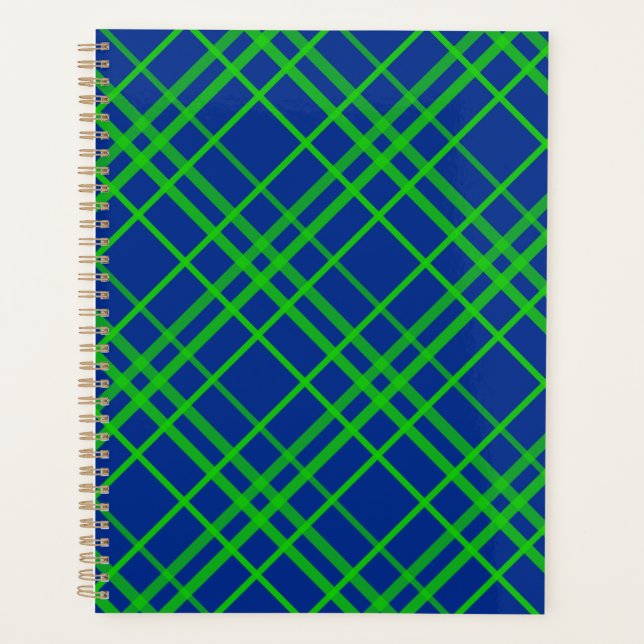 Green on Blue Tartan Kariertes Muster Planer (Vorderseite)