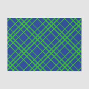 Green on Blue Tartan Kariertes Muster Seidenpapier