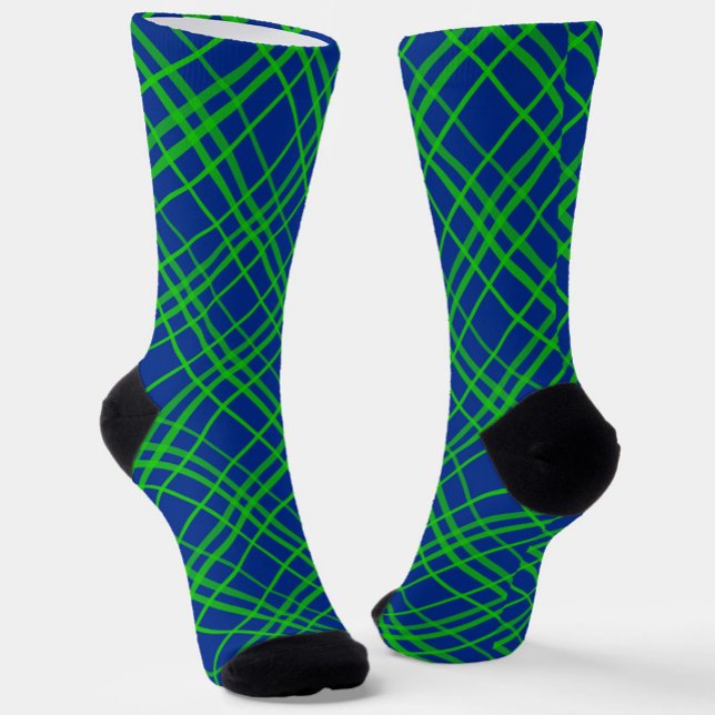 Green on Blue Tartan Kariertes Muster Socken (Von Creator hochgeladen)