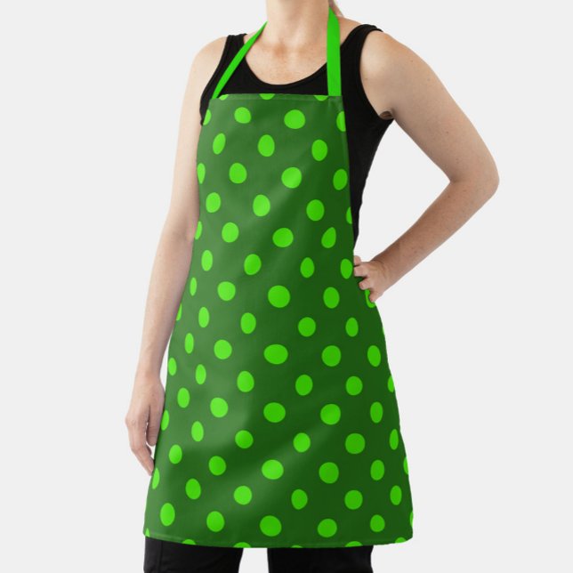 Green On Dark Green Polka Dots Pattern Design  Schürze (Von Creator hochgeladen)