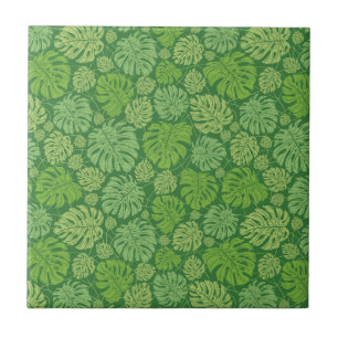 Green on Green Seamless Monstera Leaf Keramik Tile Fliese