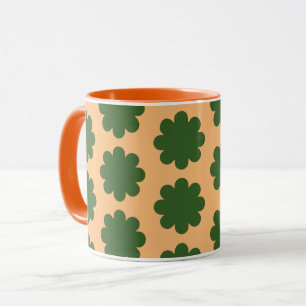 Green on Peach Retro Blume Art Tasse Cup