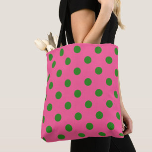 Green on Pink Polka Dots Design