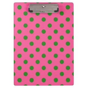Green on Pink Polka Dots Design Klemmbrett