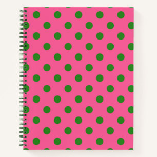 Green on Pink Polka Dots Design Notizbuch