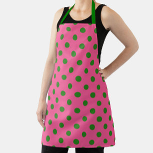 Green on Pink Polka Dots Design Schürze