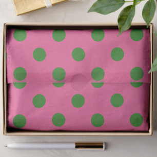 Green on Pink Polka Dots Design Seidenpapier