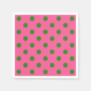 Green on Pink Polka Dots Design Serviette