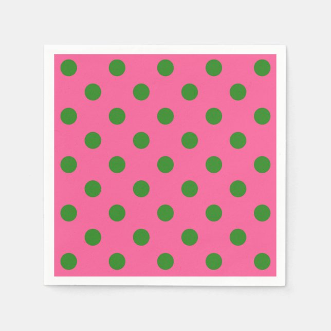 Green on Pink Polka Dots Design Serviette (Vorderseite)