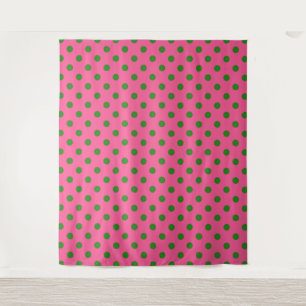Green on Pink Polka Dots Design Wandteppich