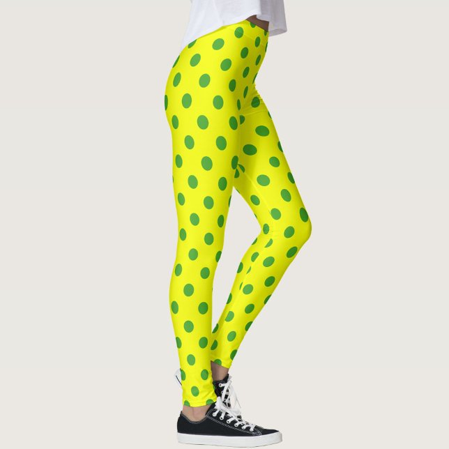 Green On Yellow Polka Dots Pattern Design  Leggings (Von Creator hochgeladen)