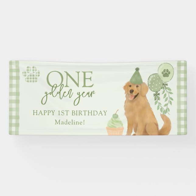 Green One Golden Year Retriever Puppy 1. Geburtsta Banner (Horizontal)