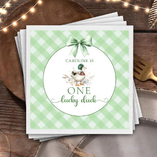 Green One Lucky Duck Boy 1. Geburtstag Napkins Serviette