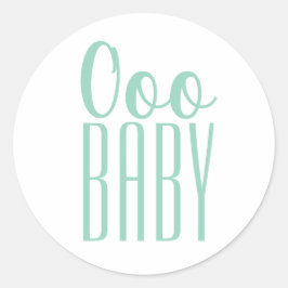 Green Ooo Baby Invite Siegel oder Gastgeschenk Runder Aufkleber