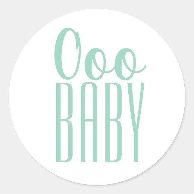 Green Ooo Baby Invite Siegel oder Gastgeschenk Runder Aufkleber (Vorderseite)