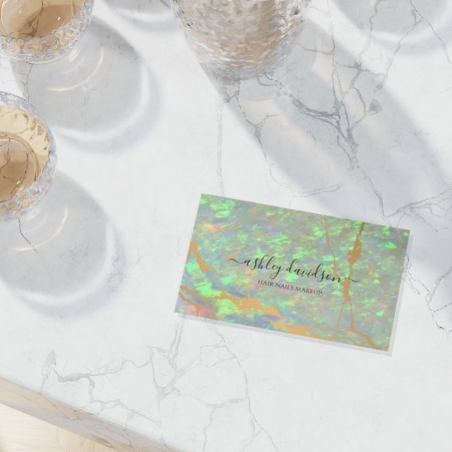 Green Opal und Gold Modern Glam Business Cards Visitenkarte (Von Creator hochgeladen)