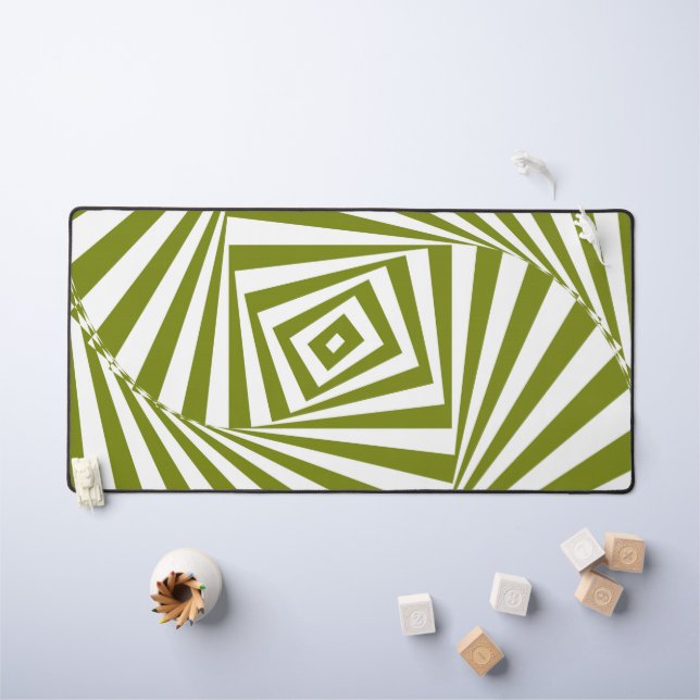 Green Optical Illusion Desk Mat - Modernes 3D Schreibtischunterlage (Kindertisch)