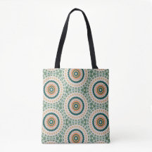 Green Orange And Blue Boho Chic Circle Pattern