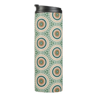 Green Orange And Blue Boho Chic Circle Pattern Thermosbecher